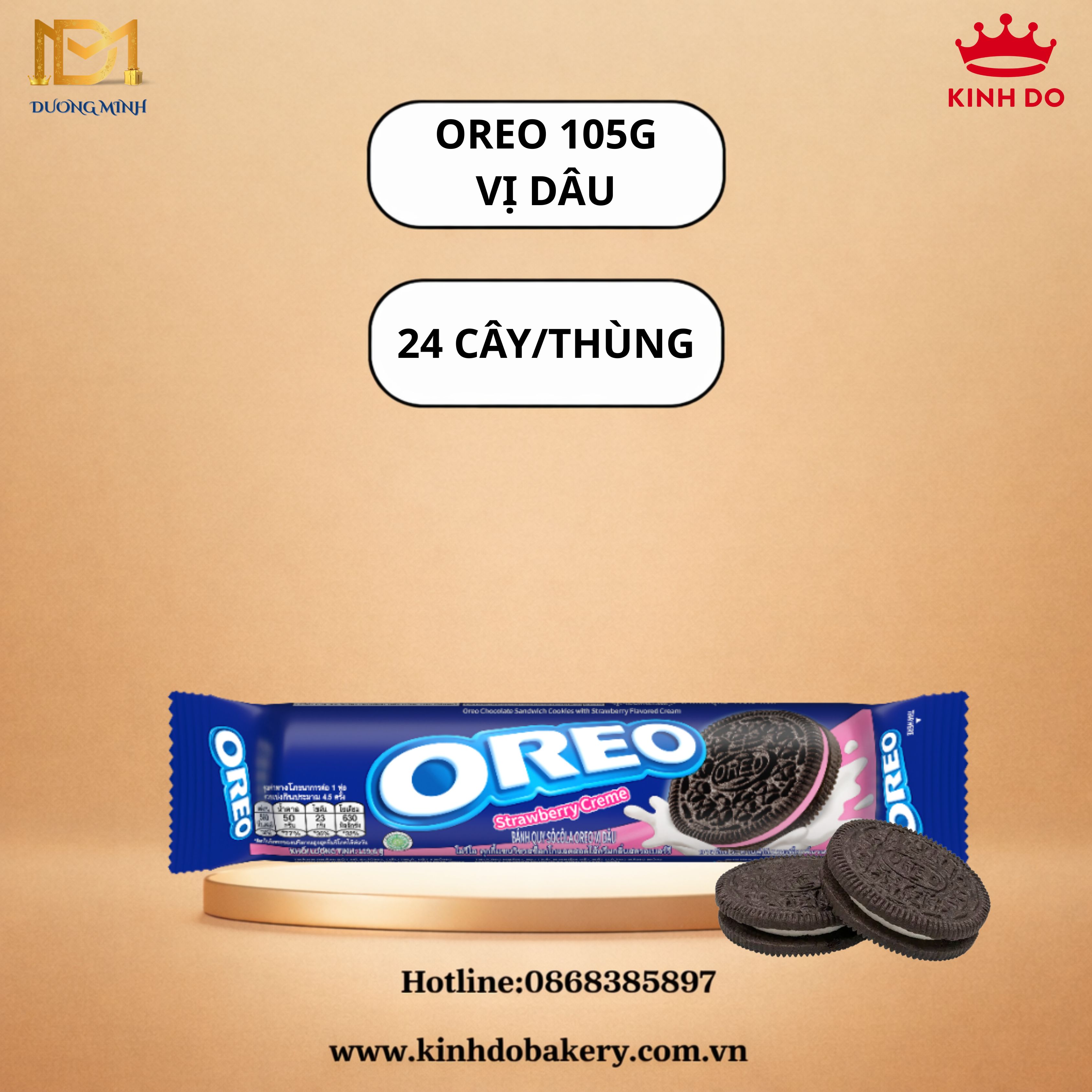 Bánh Quy nhân kem OREO 105G vị DÂU