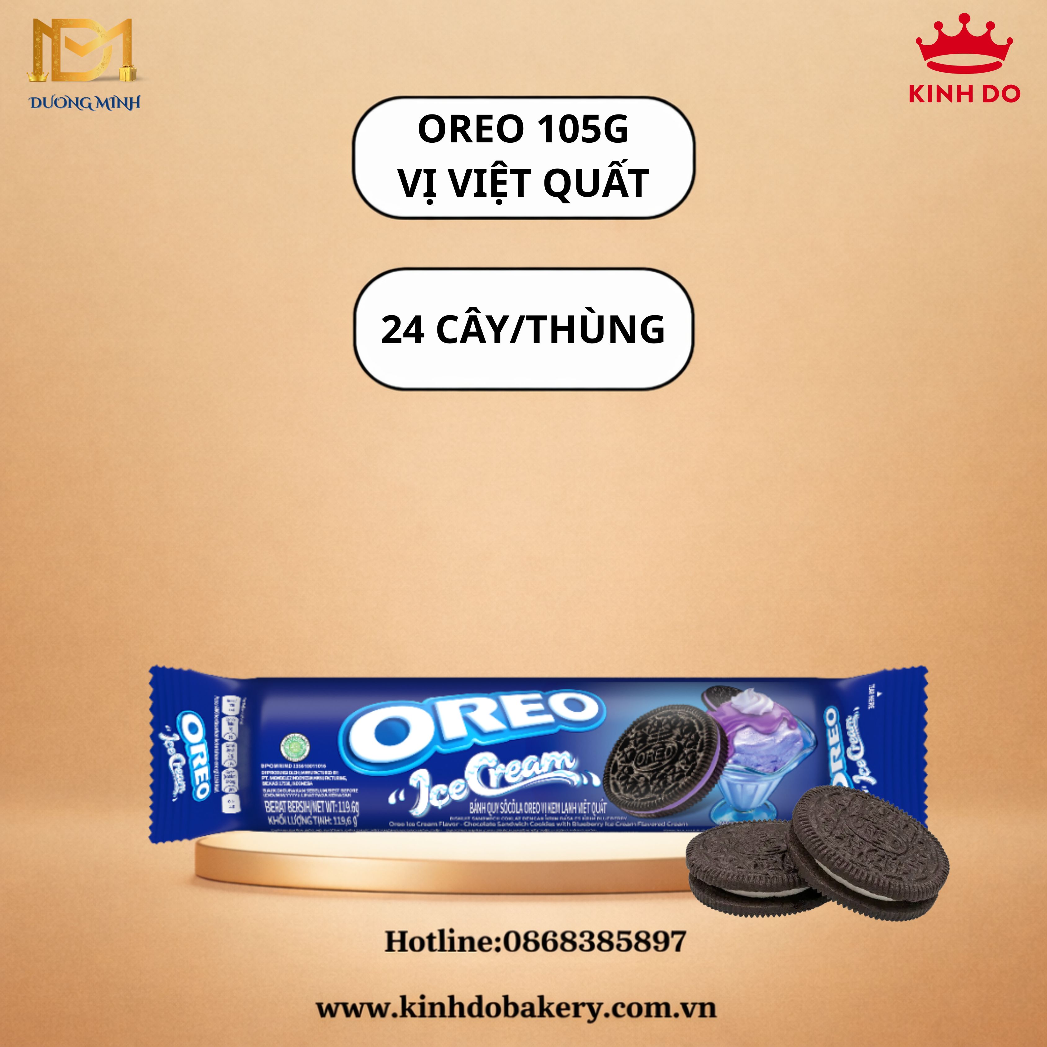 Bánh Quy nhân kem OREO 105g vị VIỆT QUẤT