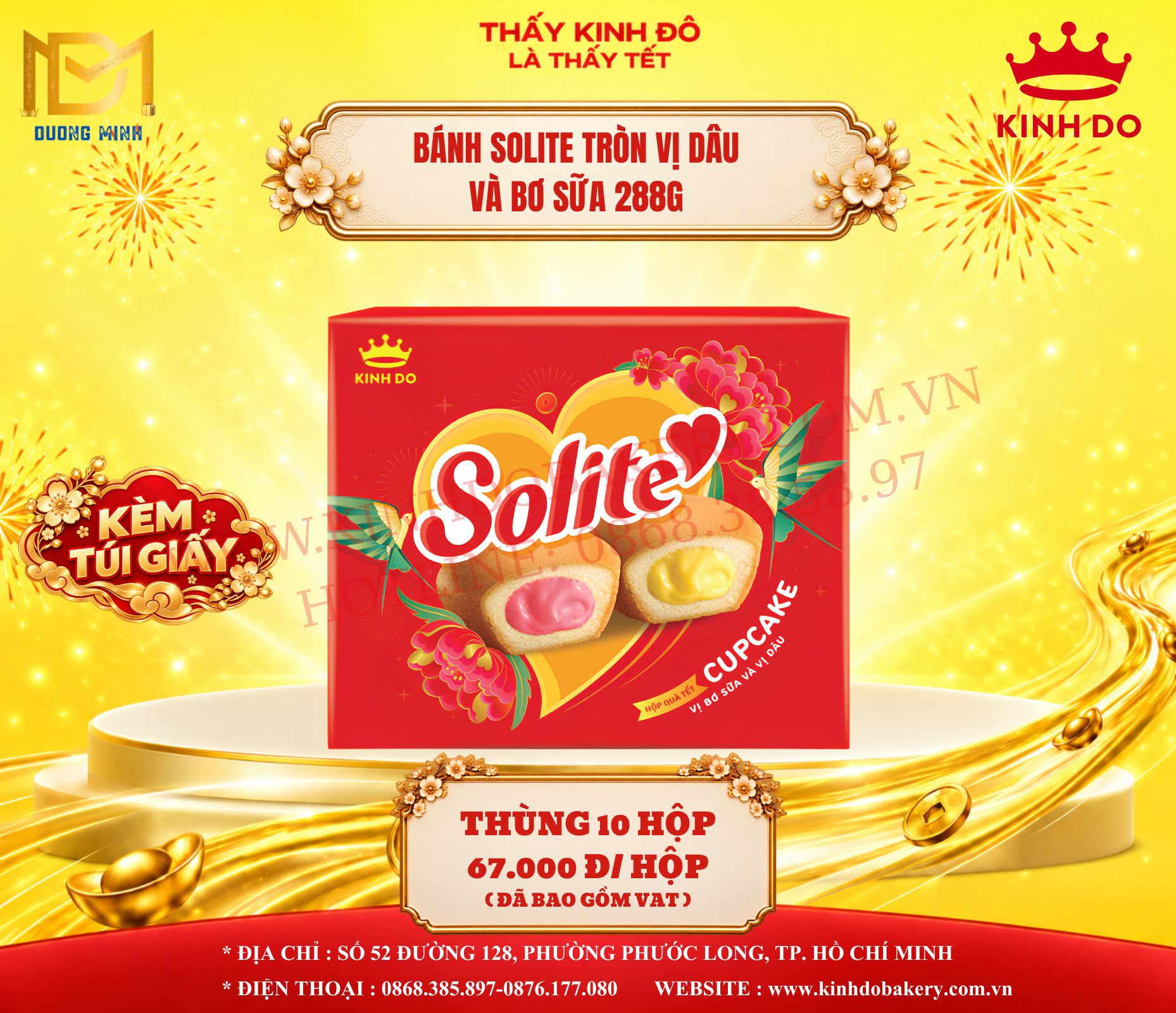 Bánh Solite Tròn Vị Dâu Và Bơ Sữa 288g