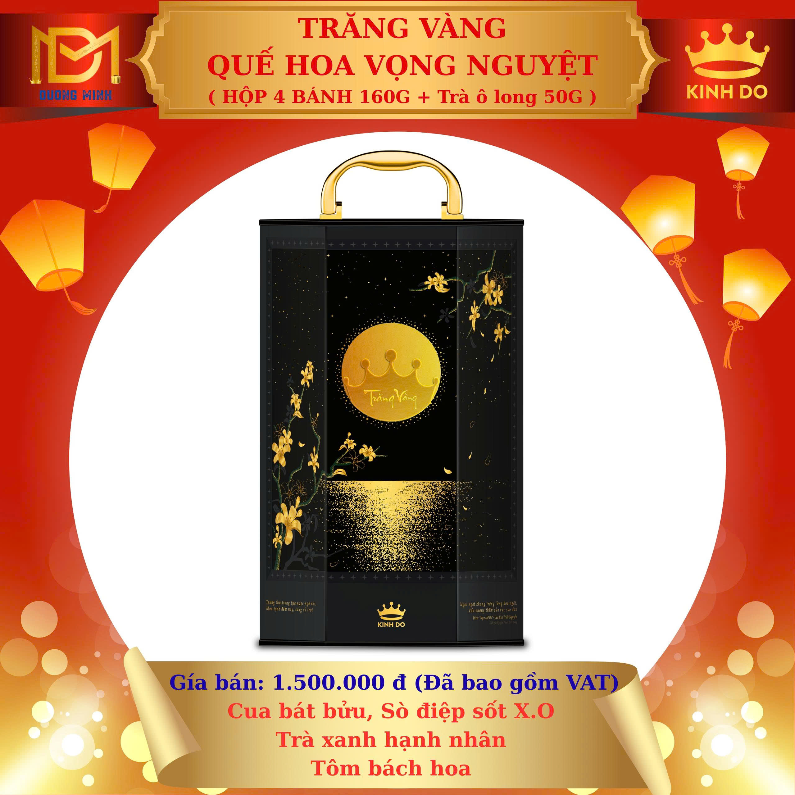 Bánh trung thu Kinh Đô Trăng vàng Quế Hoa Vọng Nguyệt - Hộp 4 bánh ( G4 )
