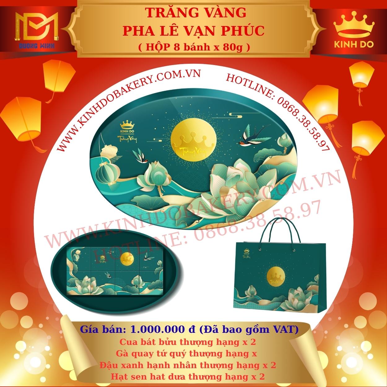 Bánh trung thu Kinh Đô Trăng vàng Pha Lê Vạn Phúc ( PLX6 )