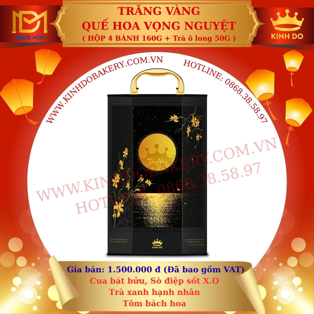 Bánh trung thu Kinh Đô Trăng vàng Quế Hoa Vọng Nguyệt - Hộp 4 bánh ( G4 )