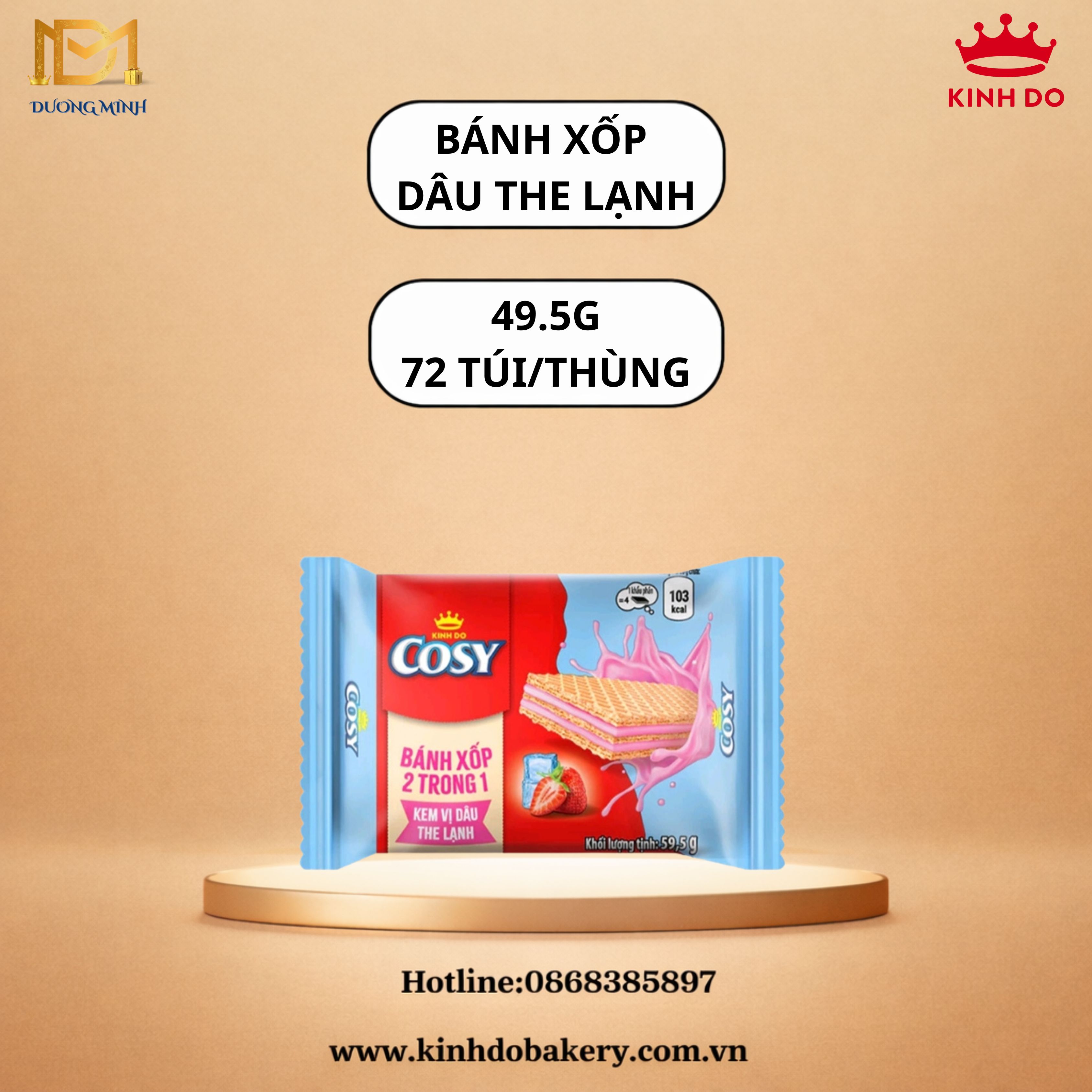 Bánh xốp COSY 59.5g vị dâu the lạnh
