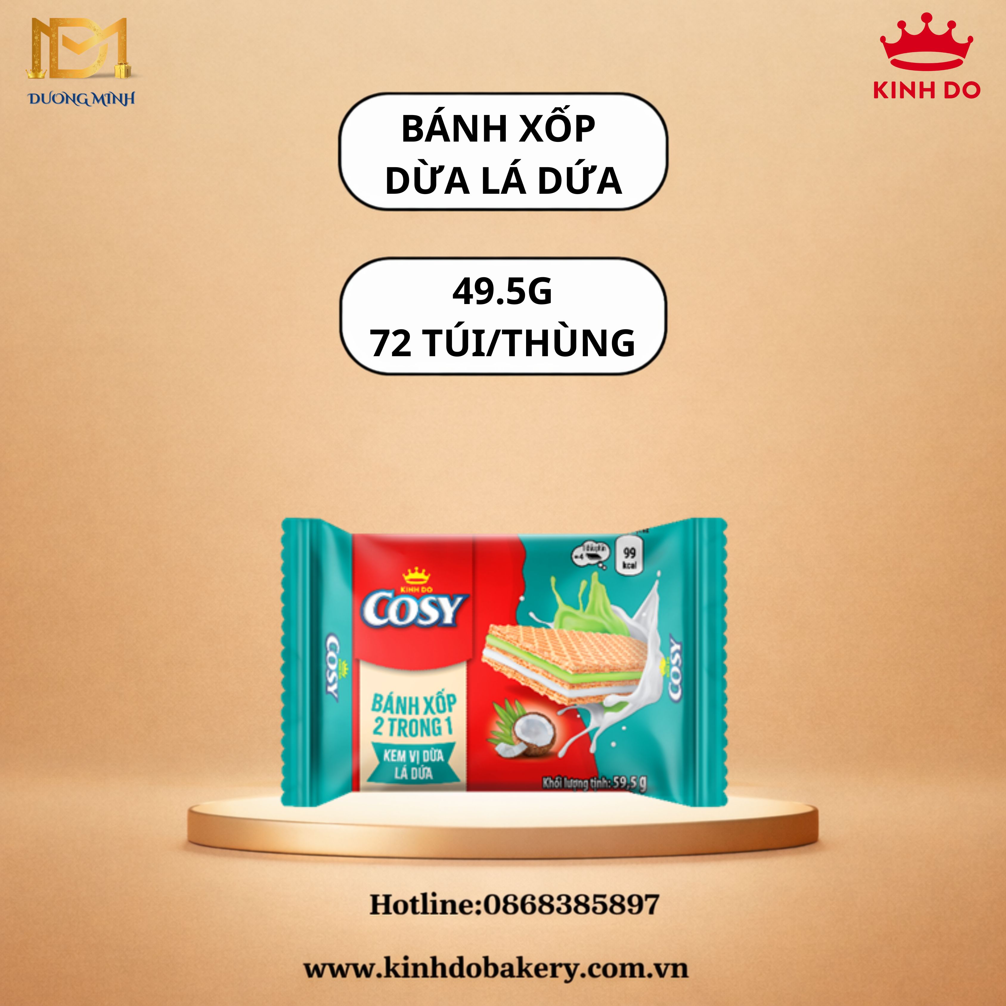 Bánh xốp COSY 49.5g vị dừa lá dứa