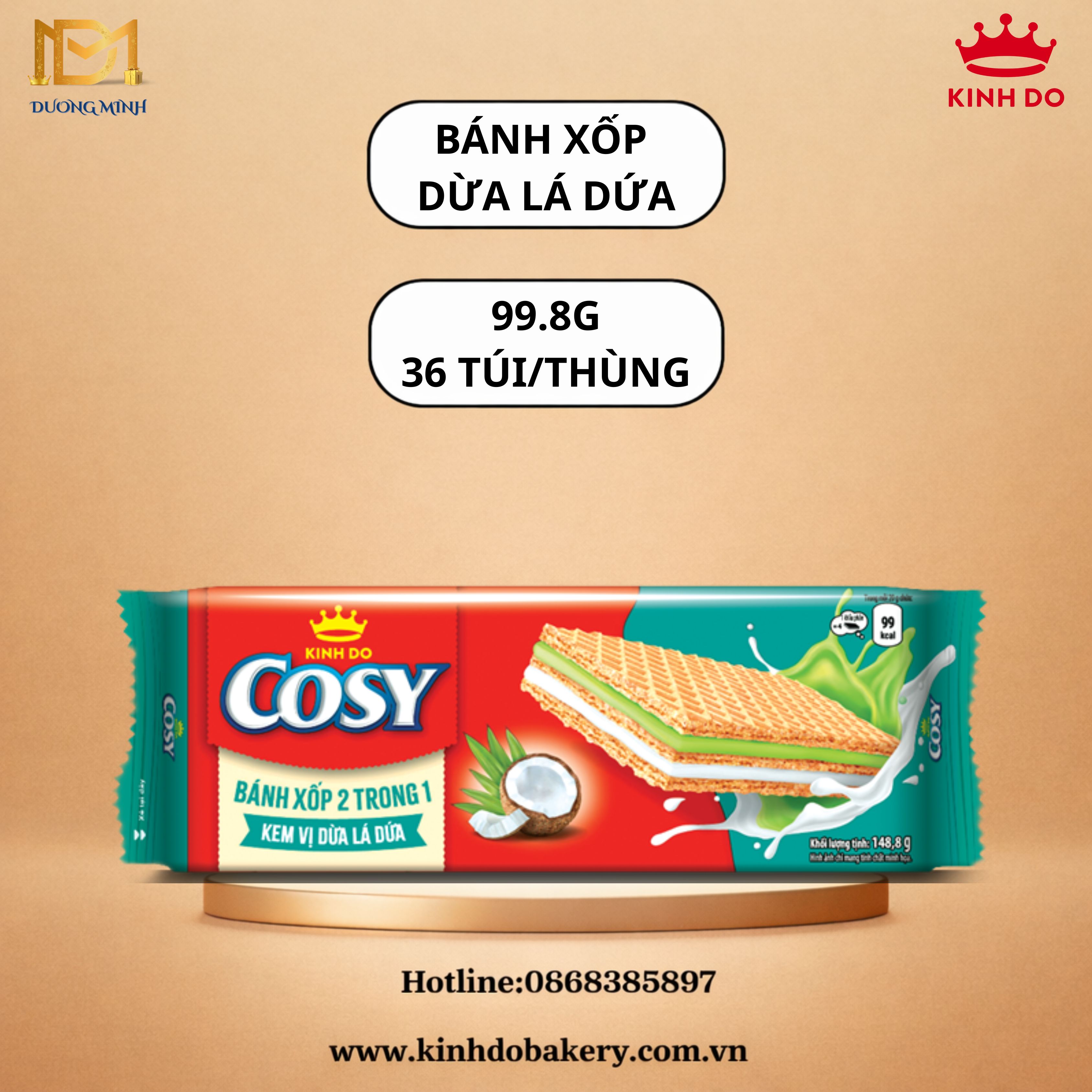 Bánh xốp COSY 99.8G vị dừa lá dứa