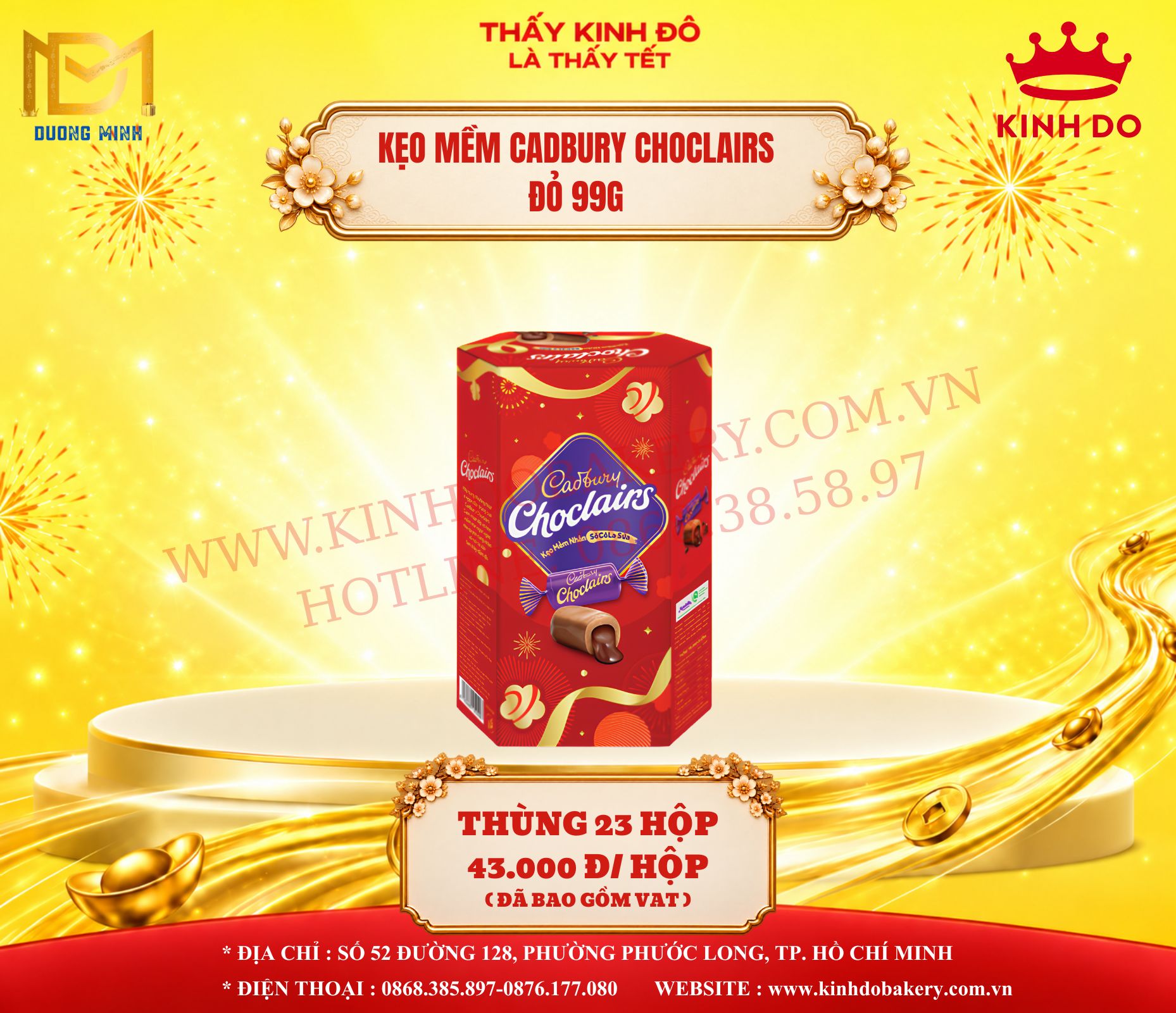KẸO MỀM CADBURY CHOCLAIRS ĐỎ 99G