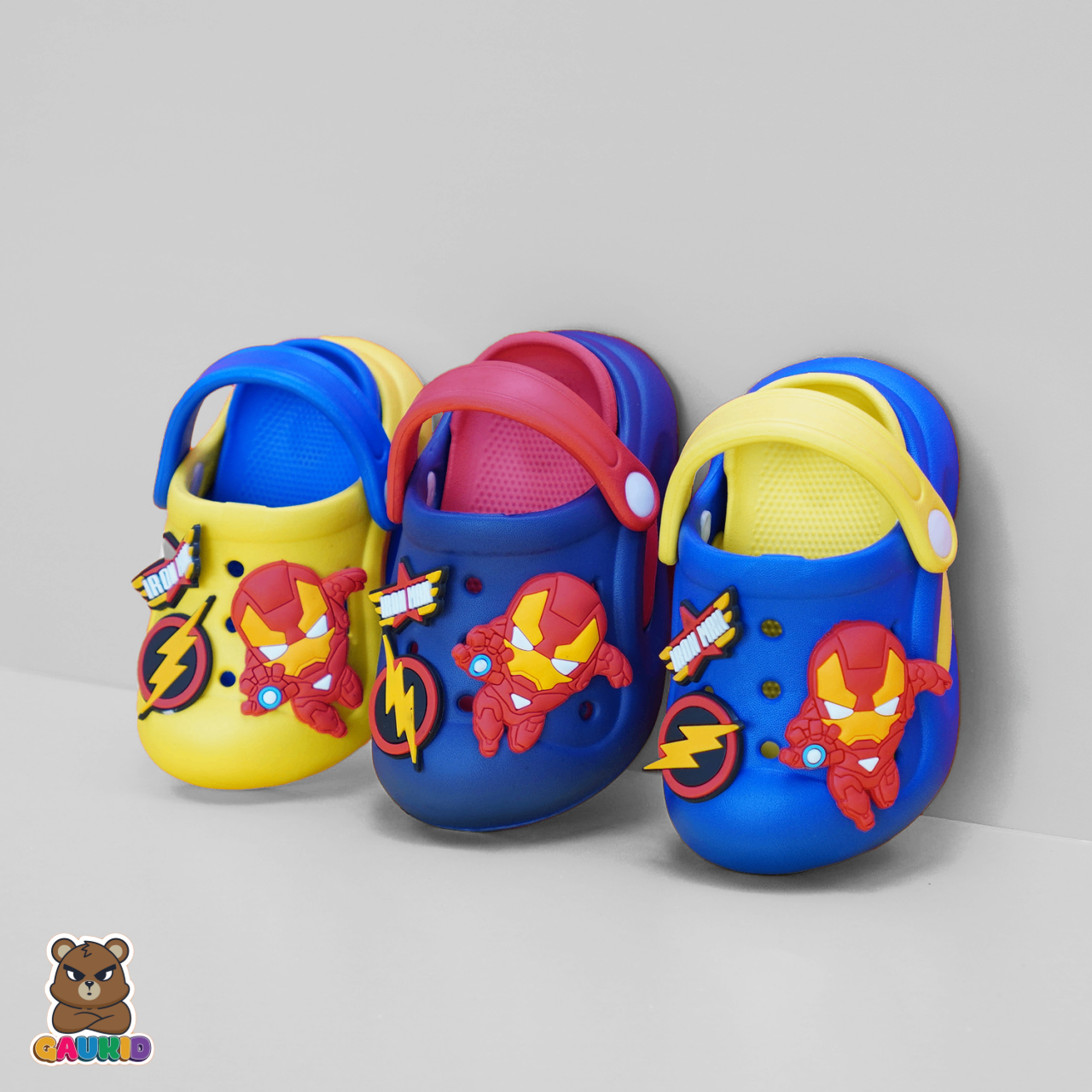 Dép Crocs Gắn Stiicker Ironman Cho Bé Trai GAUKID-G14