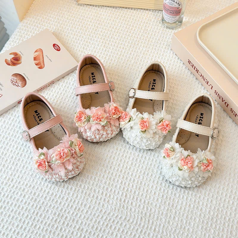 Giày Búp Bê Ren 3 Hoa Hồng