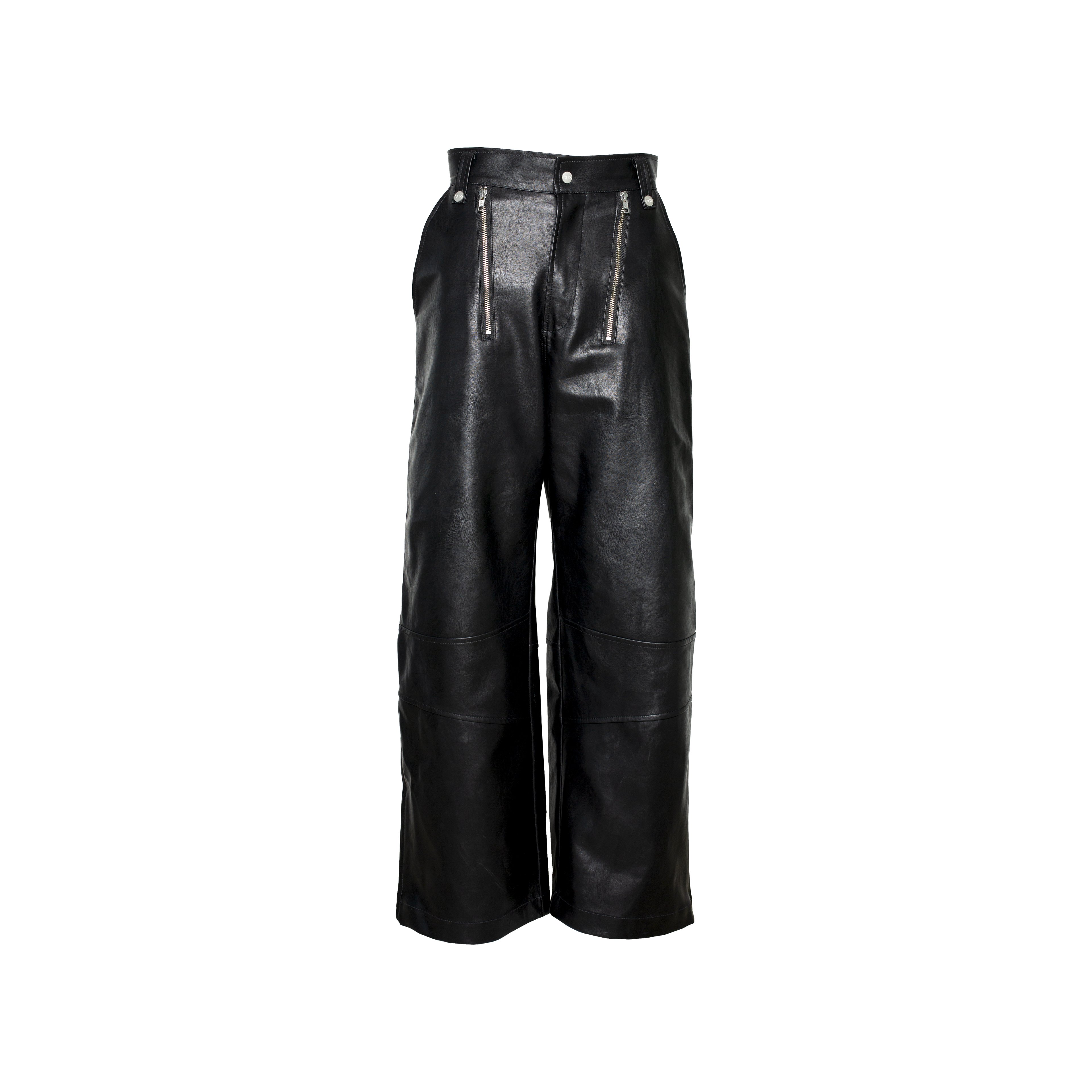 WIDE-LEG LEATHER TROUSERS