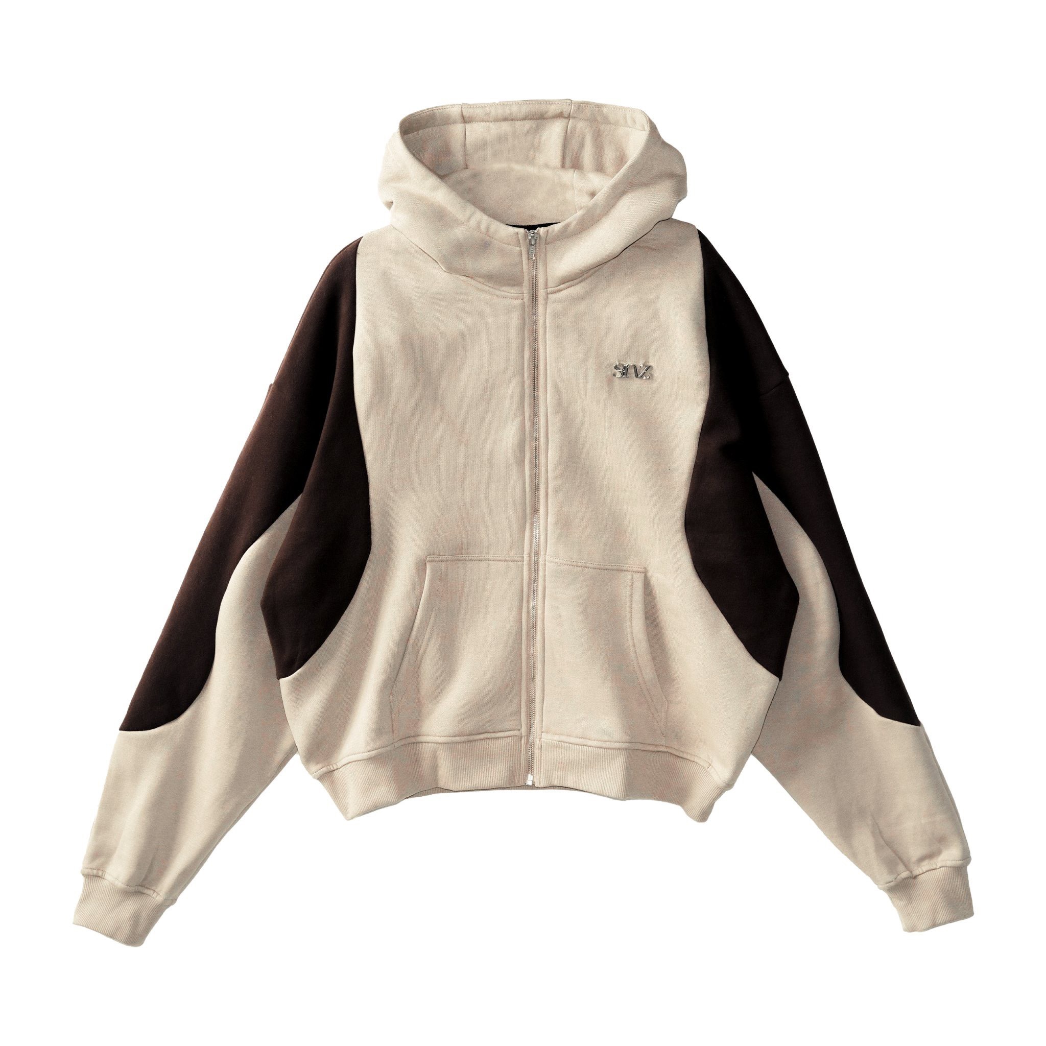 PANELED BOXY ZIP HOODIE