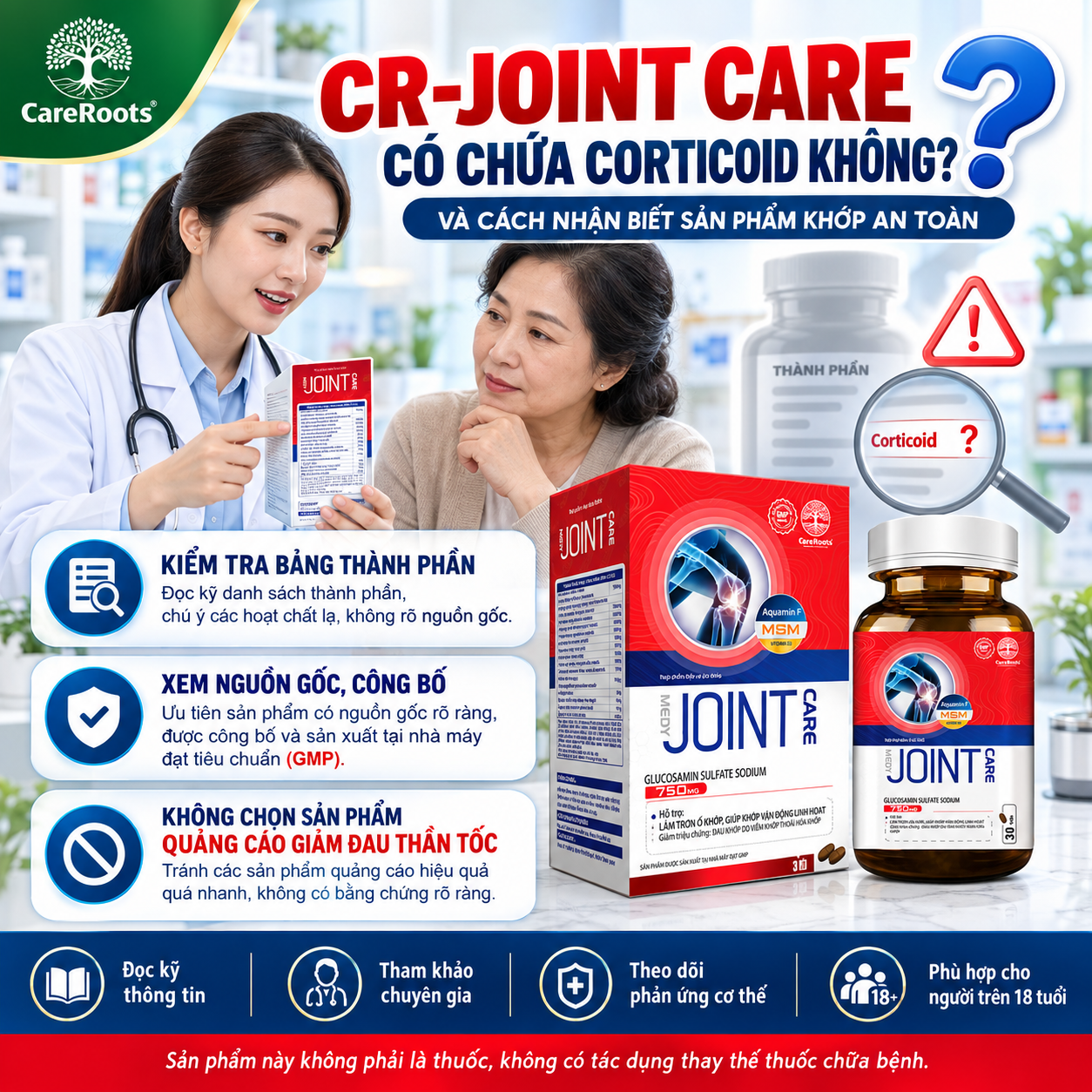 CR-Joint Care Có Chứa Corticoid Không Và Cách Nhận Biết Sản Phẩm Khớp An Toàn
