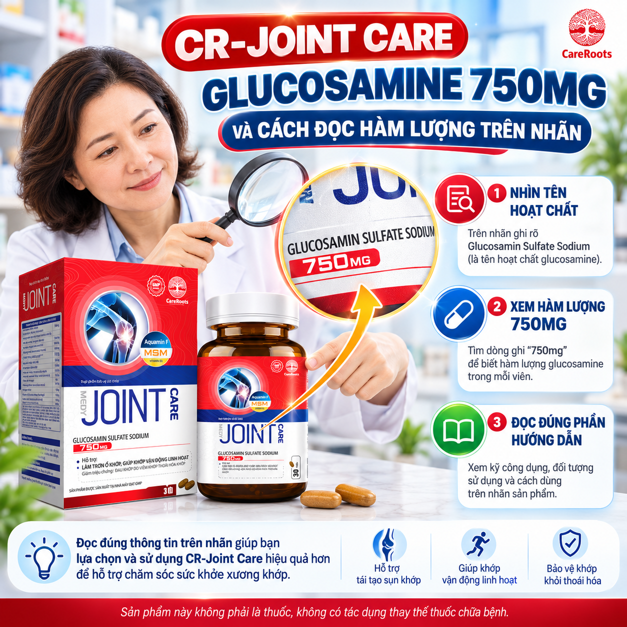CR-Joint Care Glucosamine 750mg Và Cách Đọc Hàm Lượng Trên Nhãn
