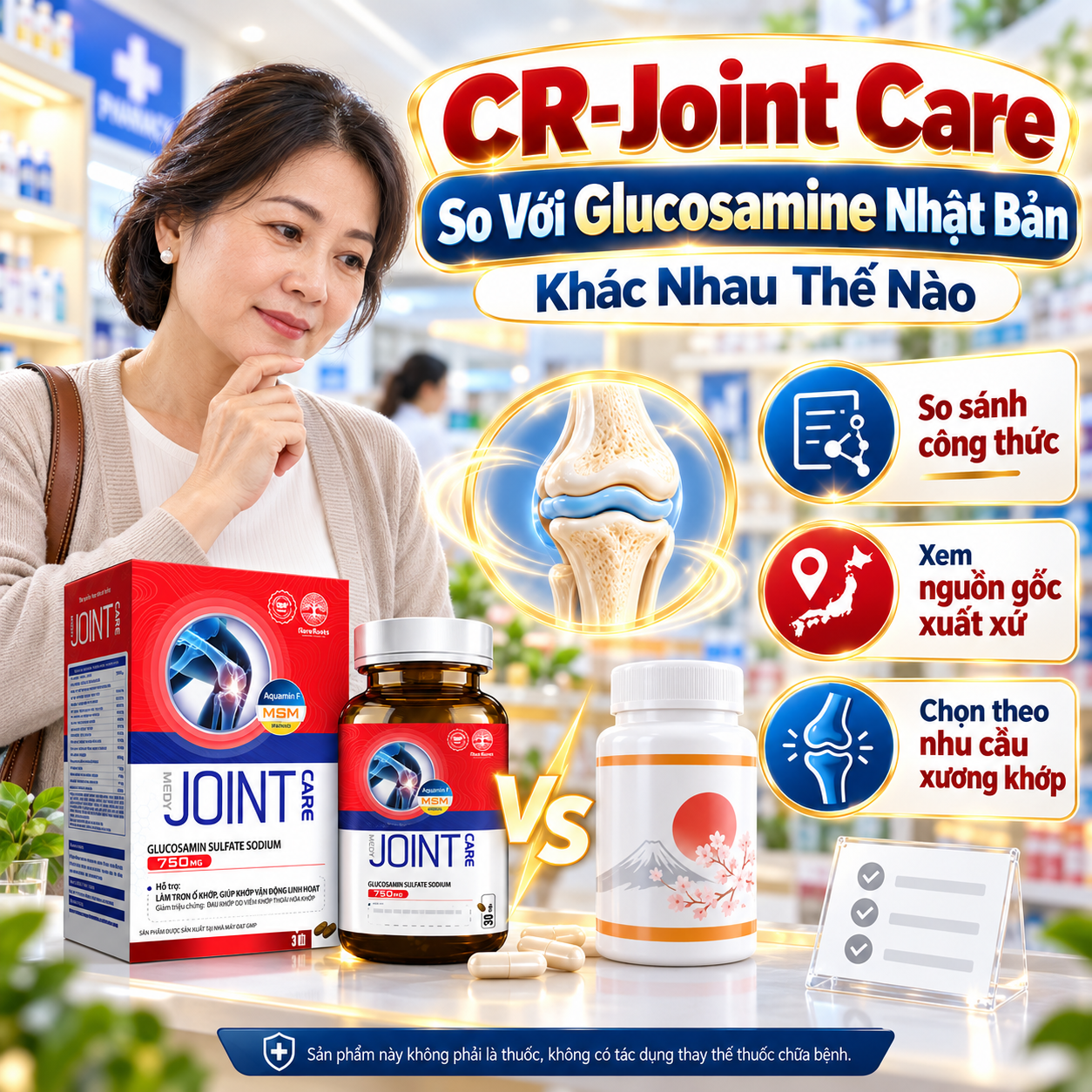 CR-Joint Care So Với Glucosamine Nhật Bản Khác Nhau Thế Nào