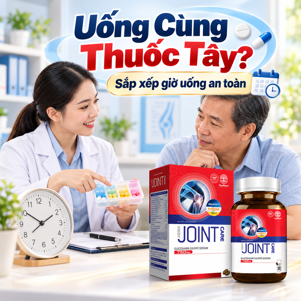 CR-Joint Care Uống Cùng Thuốc Tây Được Không Và Cách Sắp Xếp Giờ Uống