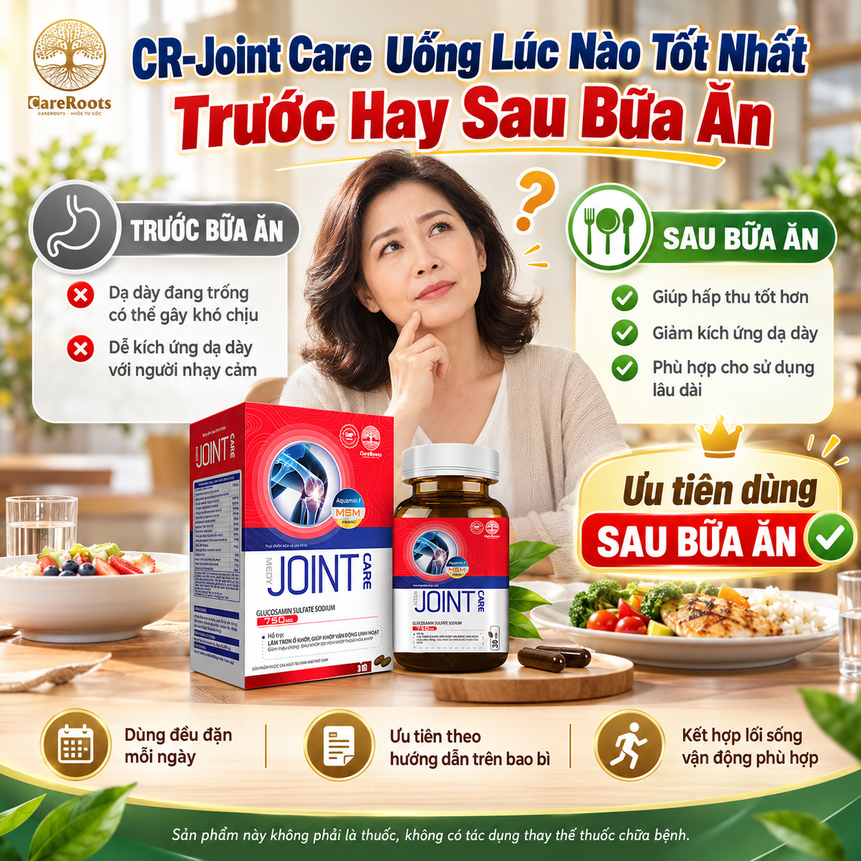 CR-Joint Care Uống Lúc Nào Tốt Nhất Trước Hay Sau Bữa Ăn