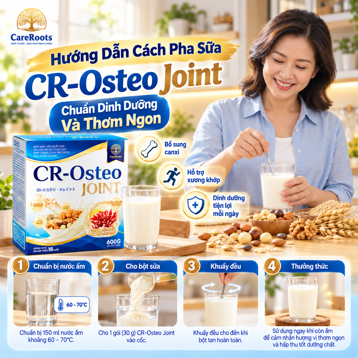 Hướng Dẫn Cách Pha Sữa CR-Osteo Joint Chuẩn Dinh Dưỡng Và Thơm Ngon