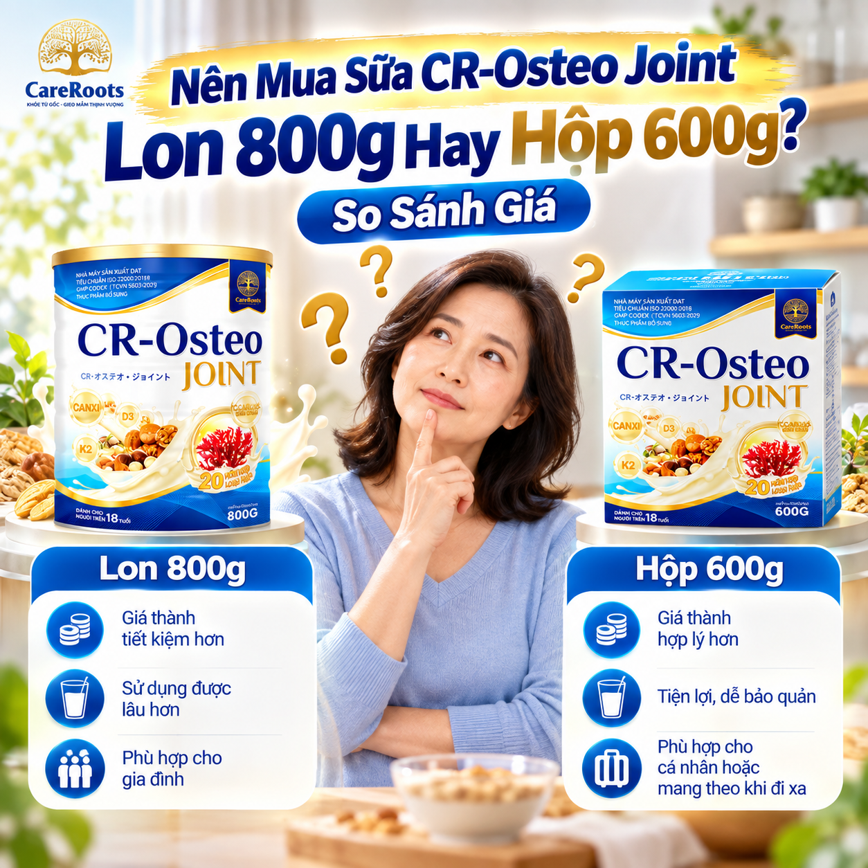 Nên Mua Sữa CR-Osteo Joint Lon 800g Hay Hộp 600g? So Sánh Giá
