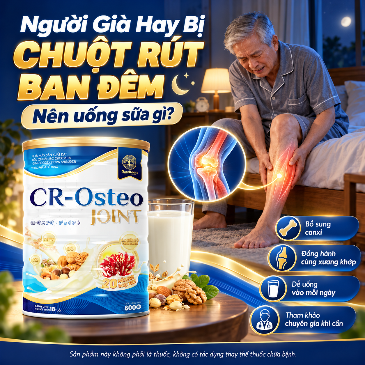 Người Già Hay Bị Chuột Rút Ban Đêm Nên Uống Sữa Gì?