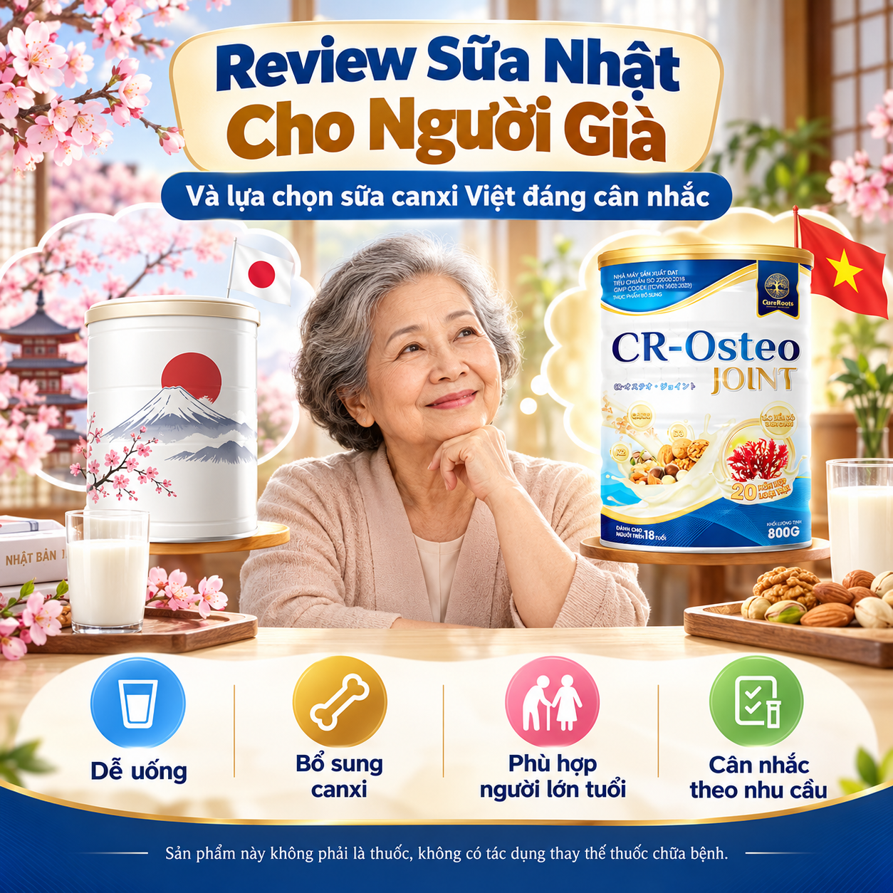 Review Sữa Nhật Cho Người Già Và Lựa Chọn Sữa Canxi Việt Đáng Cân Nhắc