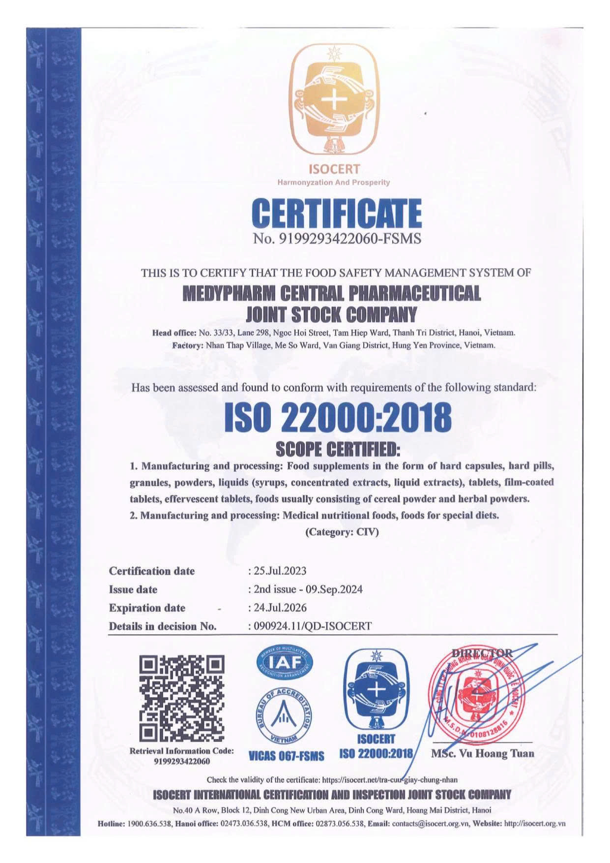 Chứng nhận ISO 22000 - căn cứ nhận biết sản phẩm khớp an toàn, không trộn corticoid