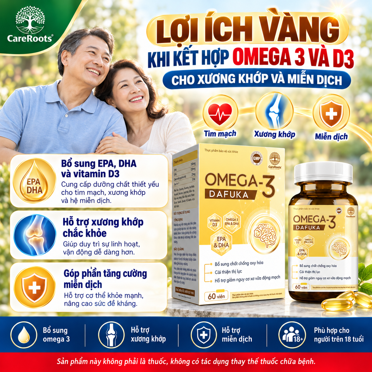 Kết hợp Omega-3 và Vitamin D3 hỗ trợ xương khớp và thần kinh
