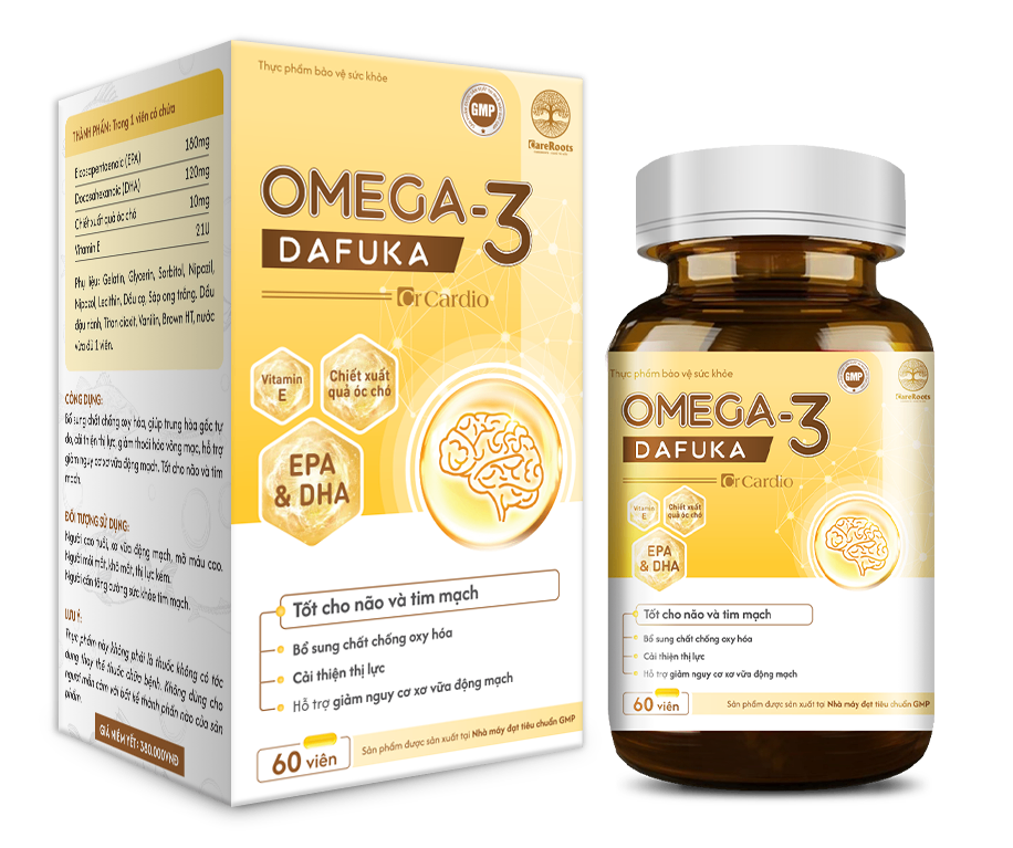 Cr Cardio Omega-3 Dafuka Bổ Sung DHA, EPA, Dầu Hạt Óc Chó 60 viên