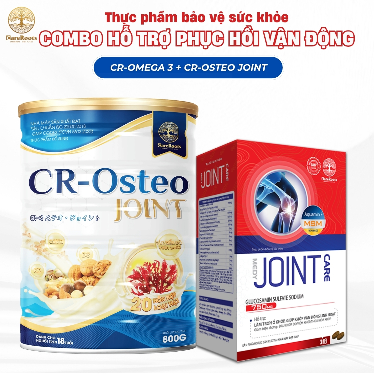 Combo Hỗ Trợ Phục Hồi Vận Động: Sữa Canxi CR-Osteo Joint & CR- Joint Care – Bổ Sung Canxi Hữu Cơ, Tái Tạo Sụn Khớp & - Phục Hồi Vận Động