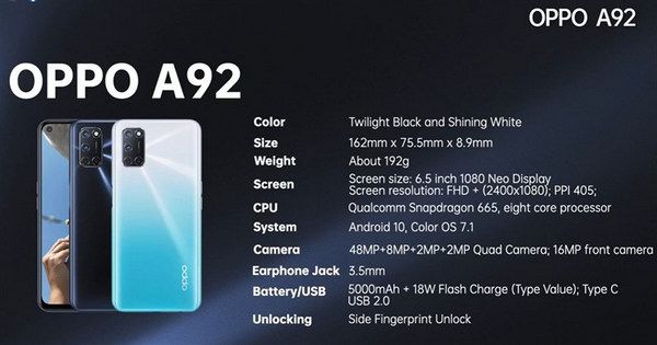 Điện thoại Oppo A92 có thêm bản màu Tím gia tăng khả năng trải nghiệm cho người dùng