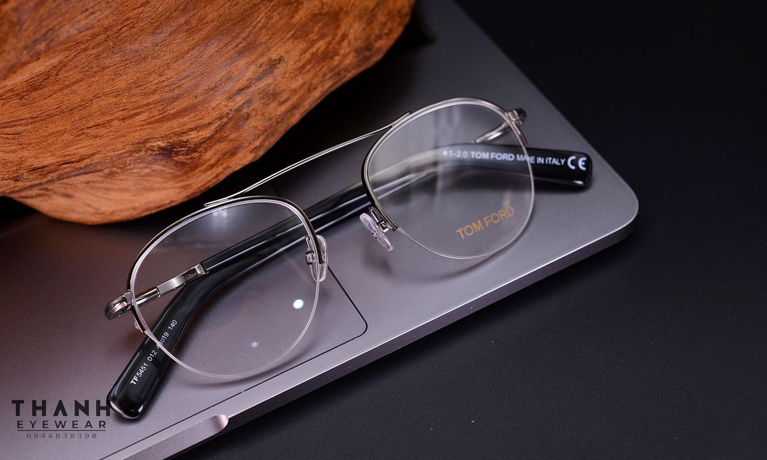 Gọng kính Tom Ford TF5451 012 Silver/Black Half Rim Oval