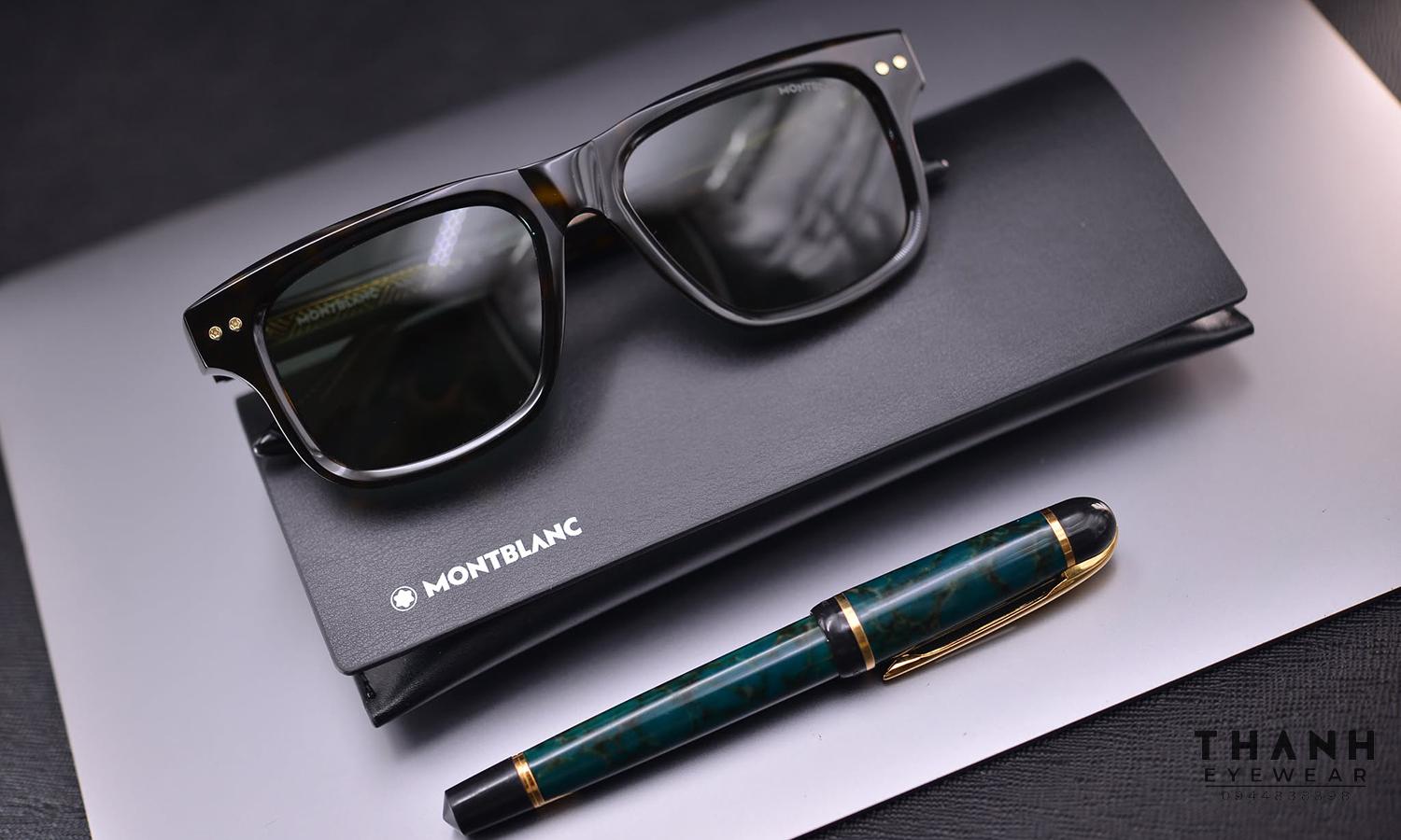 Kính râm Montblanc Men's MB0319S 002 Shiny Dark Havana