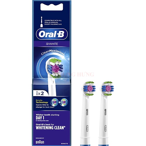 Đầu bàn chải thay thế bàn chải điện Oral-B 3D White 90180715 (Set 2 cái)