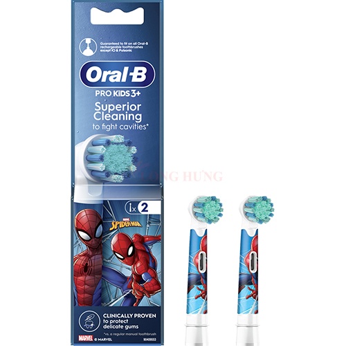 Đầu bàn chải thay thế bàn chải điện trẻ em Oral-B Pro Kids 3+ Superior Cleaning Spider-Man 90409553 (Set 2 cái)