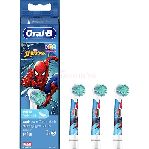 Đầu bàn chải thay thế bàn chải điện trẻ em Oral-B Disney Spider-Man Extra Soft 91783243 (Set 3 cái)