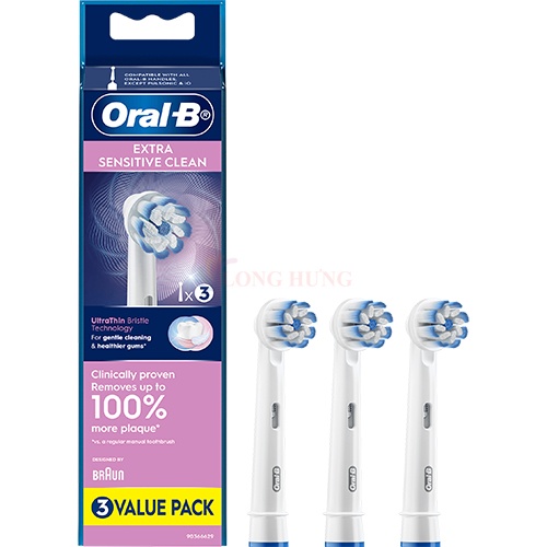 Đầu bàn chải thay thế bàn chải điện Oral-B Extra Sensitive Clean 90366629 (Set 3 cái)