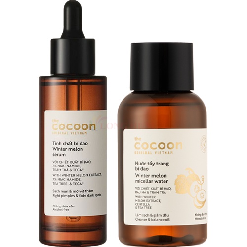 Combo tinh chất bí đao Cocoon (70ml) + nước tẩy trang bí đao Cocoon (140ml)