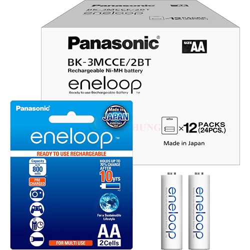 Hộp Pin sạc Panasonic Eneloop AA 2000mAh BK-3MCCE/2BT (24 viên)