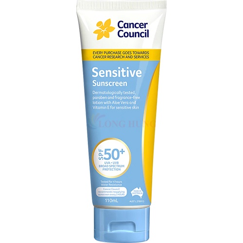 Kem chống nắng cho da nhạy cảm Cancer Council Sensitive Sunscreen SPF50+ (55ml/110ml)