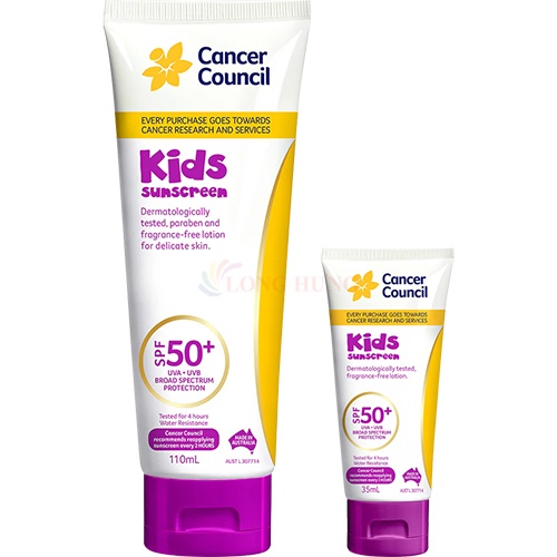 Kem chống nắng trẻ em Cancer Council Kids Sunscreen SPF50+ (35ml/110ml)