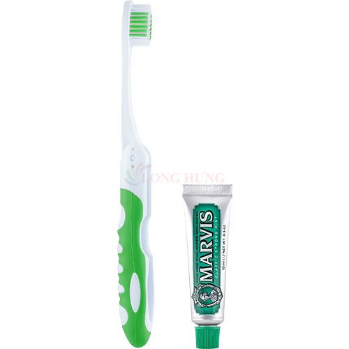 Set kem đánh răng Marvis Classic Strong Mint 10ml + 1 Bàn chải gập Marvis