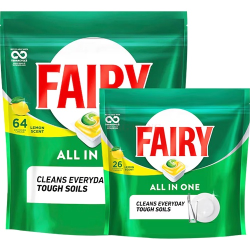 Viên rửa chén bát Fairy All In One Lemon Scent (26 viên/64 viên)