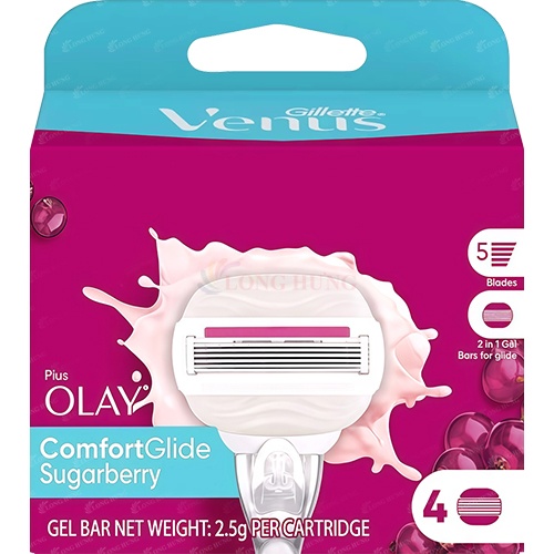 Lưỡi dao thay thế Gillette Venus Comfortglide Olay Sugarberry (Set 4 cái)