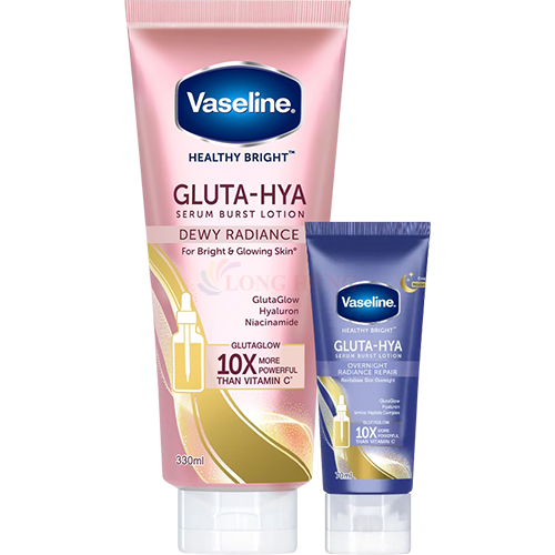 Combo Vaseline Gluta-Hya Serum Burst Lotion Dewy Radiance (330ml) + Vaseline Gluta-Hya 10X (70ml)