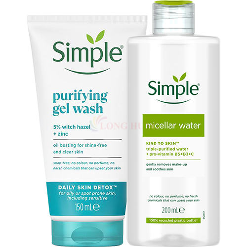 Combo Sữa rửa mặt Simple Purifying Gel Wash (150ml) + Nước tẩy trang Simple Micellar Water (200ml)