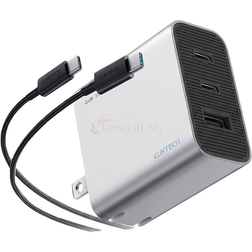 Combo cốc sạc Cuktech 1USB 2Type-C 65W + Cáp USB Type-C to Type-C AD653C