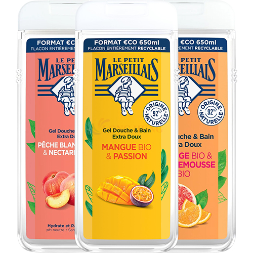 Gel tắm 92% hữu cơ Le Petit Marseillais (650ml)