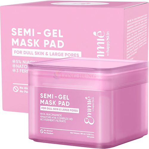 Mặt nạ miếng sáng da mờ thâm Emmie By Happyskin 5% NIA Semi Gel Mask Pad (100 miếng)
