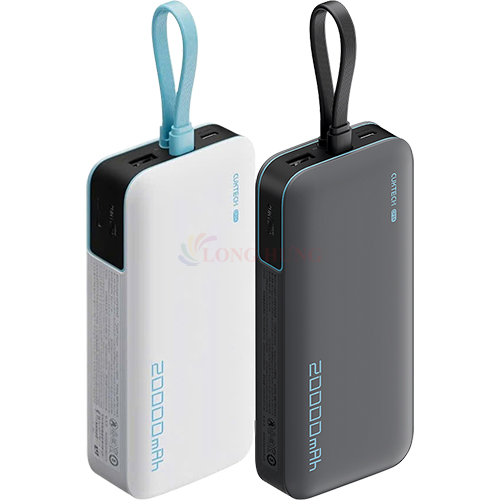Sạc dự phòng Cuktech Power Bank Built-In Cable 1USB 1Type-C 40W 20000mAh CP24 LPB200N