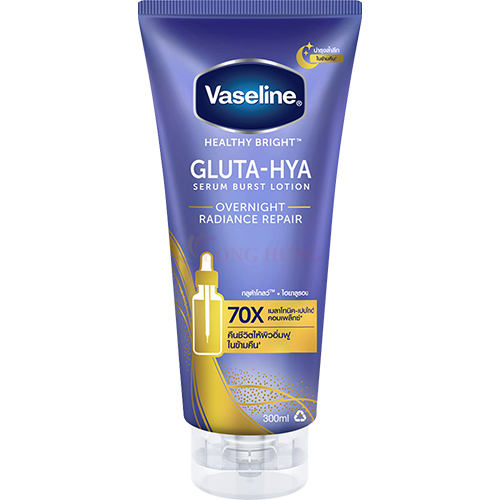 Sữa dưỡng thể Vaseline Gluta-Hya 70X Serum Burst Lotion OverNight Radiance Repair - 300ml