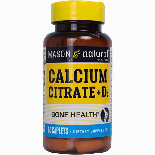 Viên uống canxi hữu cơ Mason Natural Calcium Citrate + D3 Caplets (60 viên)