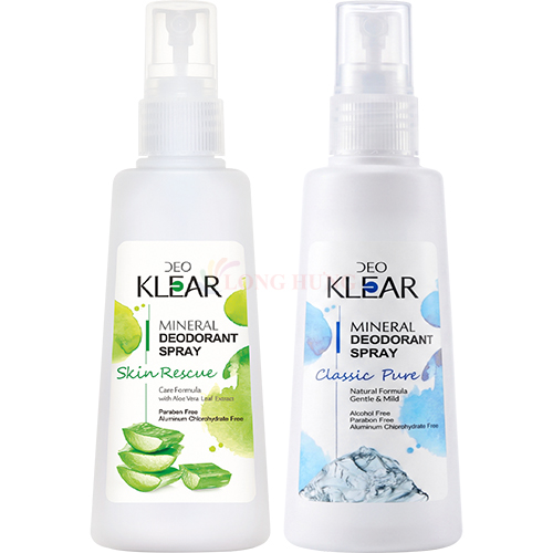 Xịt khử mùi đá khoáng DeoKlear Mineral Deodorant Spray (100ml)